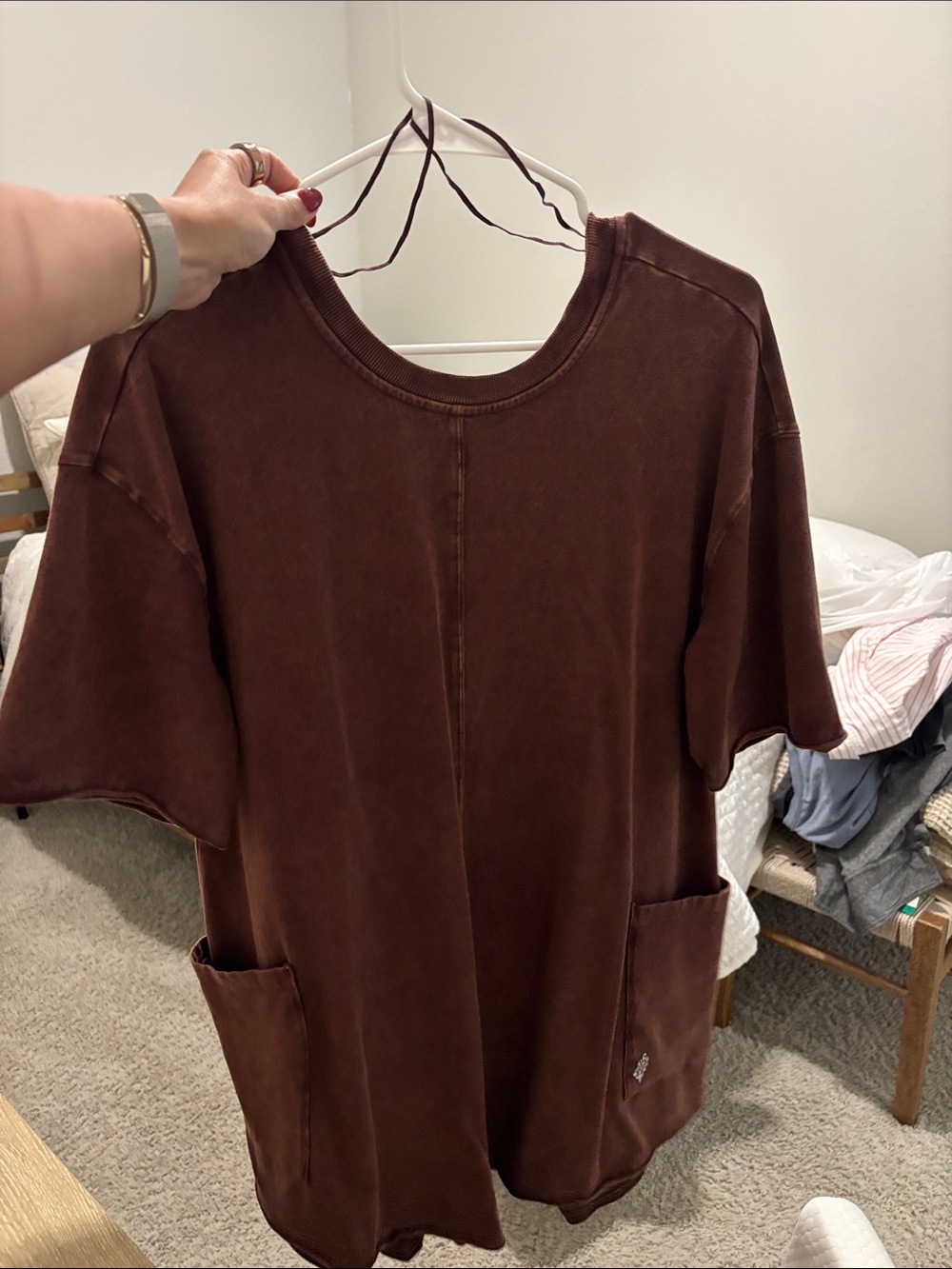 Free People Brown Short-Sleeve Jumpsuit Romper